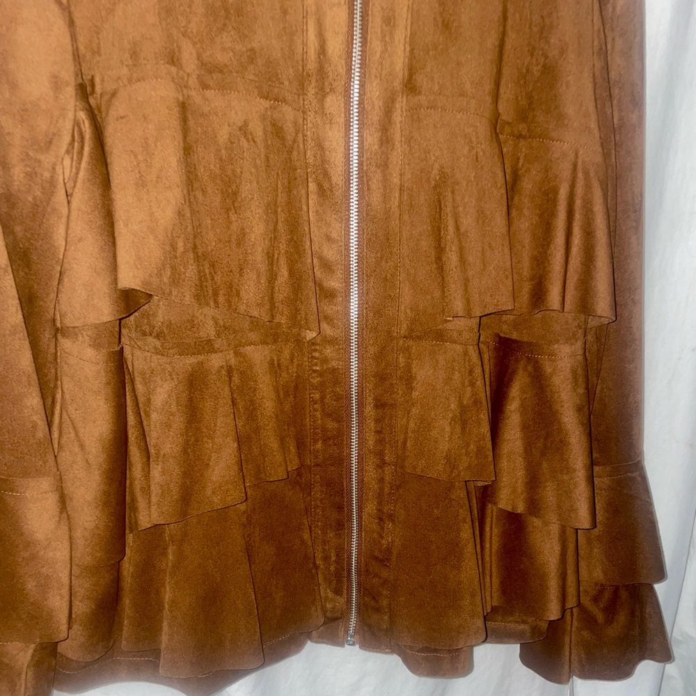 INC International Concepts Faux Suede Ruffle Jacket Women's 1X Full Zip New - Picture 7 of 13